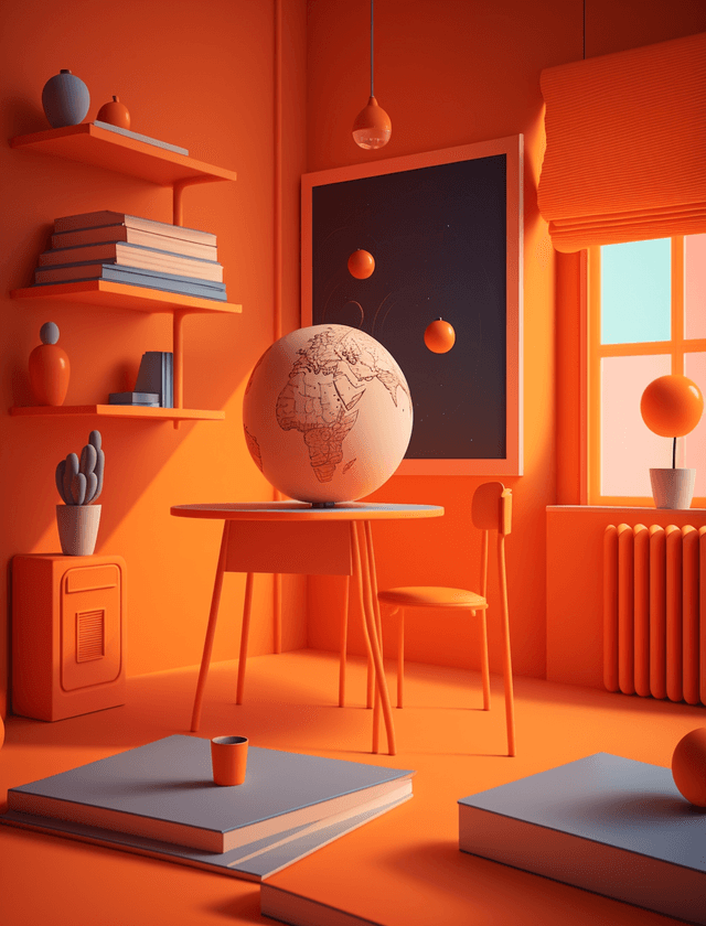 Imagen de aula color naranja