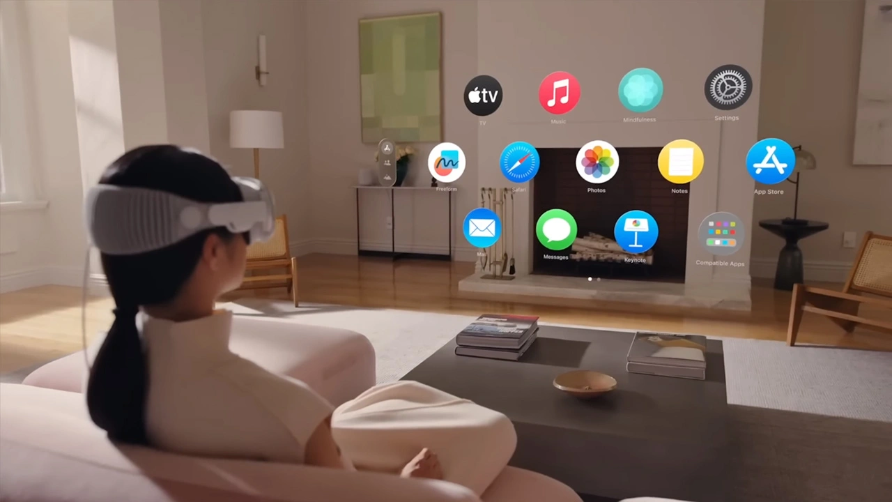 Imagen de la interfaz de las gafas Apple Vision Pro